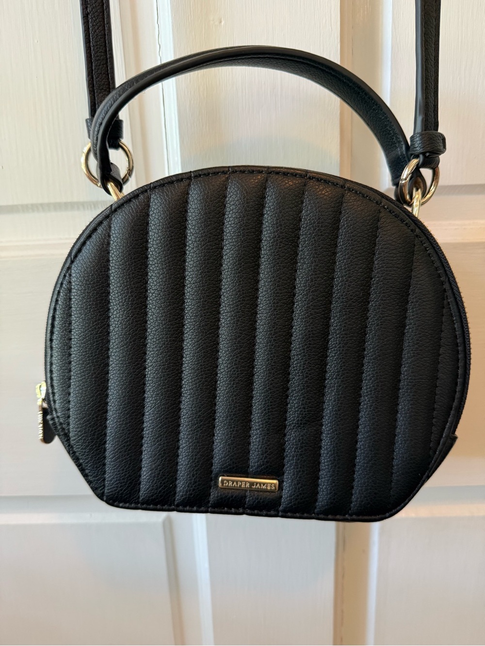 Draper James Quilted Black Dome Crossbody Bag - Removable Strap